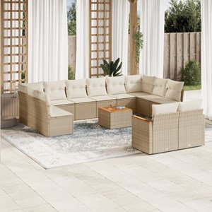 Maison exclusive - salon de jardin avec coussins 13 pcs beige résine tressée