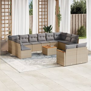 Maison exclusive - salon de jardin et coussins 13 pcs mélange beige résine tress