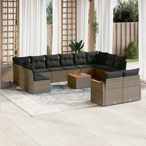 Maison exclusive - salon de jardin avec coussins 13 pcs gris résine tressée