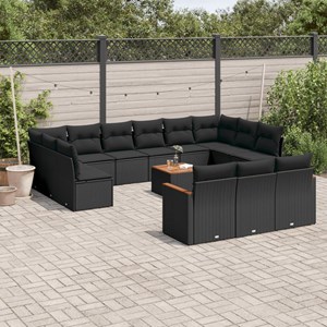Maison exclusive - salon de jardin avec coussins 14 pcs noir résine tressée