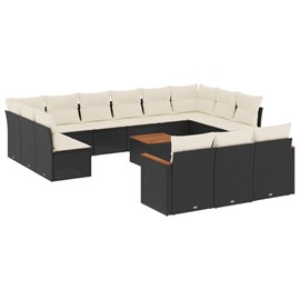 Maison exclusive - salon de jardin avec coussins 14 pcs noir résine tressée