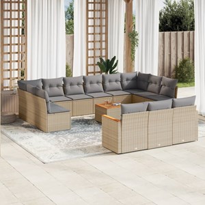 Maison exclusive - salon de jardin et coussins 14 pcs mélange beige résine tress