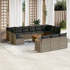 Maison exclusive - salon de jardin avec coussins 14 pcs gris résine tressée