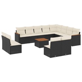 Maison exclusive - salon de jardin avec coussins 13 pcs noir résine tressée