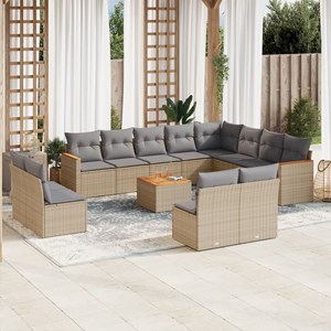 Maison exclusive - salon de jardin et coussins 13 pcs mélange beige résine tress