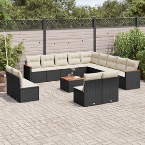 Maison exclusive - salon de jardin avec coussins 14 pcs noir résine tressée