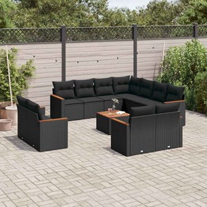 Maison exclusive - salon de jardin 12 pcs avec coussins noir résine tressée
