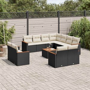 Maison exclusive - salon de jardin 12 pcs avec coussins noir résine tressée