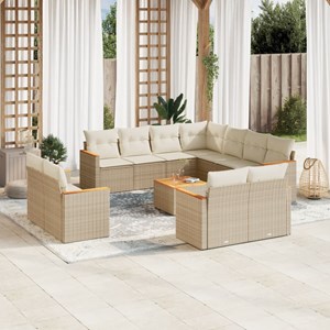 Maison exclusive - salon de jardin avec coussins 12 pcs beige résine tressée