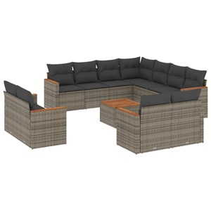 Maison exclusive - salon de jardin avec coussins 12 pcs gris résine tressée