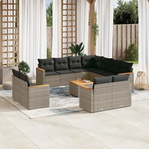 Maison exclusive - salon de jardin avec coussins 12 pcs gris résine tressée