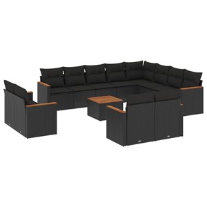 Maison exclusive - salon de jardin avec coussins 13 pcs noir résine tressée