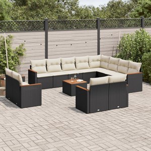 Maison exclusive - salon de jardin avec coussins 13 pcs noir résine tressée