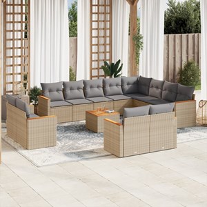 Maison exclusive - salon de jardin et coussins 13 pcs mélange beige résine tress