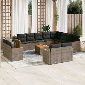 Maison exclusive - salon de jardin avec coussins 13 pcs gris résine tressée