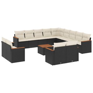 Maison exclusive - salon de jardin avec coussins 14 pcs noir résine tressée