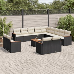Maison exclusive - salon de jardin avec coussins 14 pcs noir résine tressée