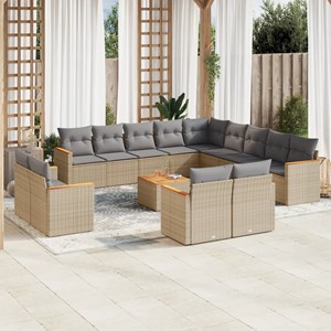 Maison exclusive - salon de jardin et coussins 14 pcs mélange beige résine tress