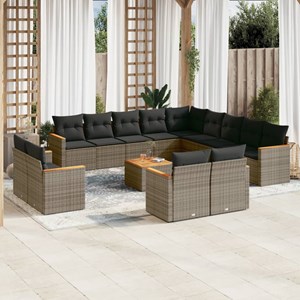 Maison exclusive - salon de jardin avec coussins 14 pcs gris résine tressée