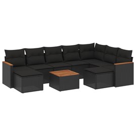 Maison exclusive - salon de jardin 10 pcs avec coussins noir résine tressée