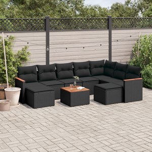 Maison exclusive - salon de jardin 10 pcs avec coussins noir résine tressée