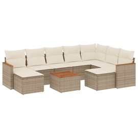 Maison exclusive - salon de jardin avec coussins 10 pcs beige résine tressée