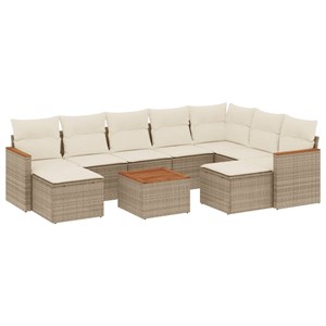 Maison exclusive - salon de jardin avec coussins 10 pcs beige résine tressée