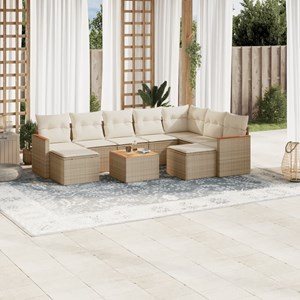 Maison exclusive - salon de jardin avec coussins 10 pcs beige résine tressée