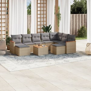 Maison exclusive - salon de jardin et coussins 10 pcs mélange beige résine tress