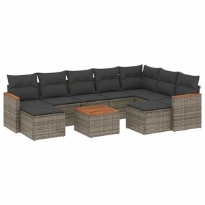 Maison exclusive - salon de jardin avec coussins 10 pcs gris résine tressée