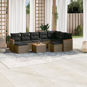 Maison exclusive - salon de jardin avec coussins 10 pcs gris résine tressée