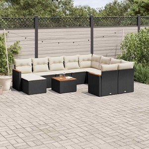 Maison exclusive - salon de jardin 11 pcs avec coussins noir résine tressée