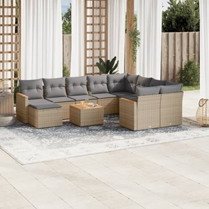 Maison exclusive - salon de jardin et coussins 11 pcs mélange beige résine tress