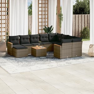 Maison exclusive - salon de jardin 11 pcs avec coussins gris résine tressée