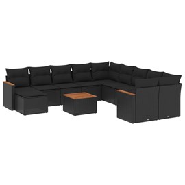 Maison exclusive - salon de jardin 12 pcs avec coussins noir résine tressée