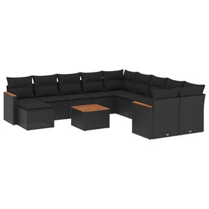 Maison exclusive - salon de jardin 12 pcs avec coussins noir résine tressée