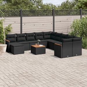 Maison exclusive - salon de jardin 12 pcs avec coussins noir résine tressée