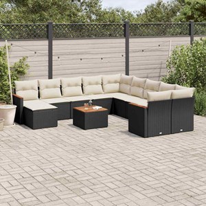 Maison exclusive - salon de jardin 12 pcs avec coussins noir résine tressée