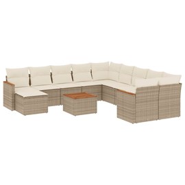 Maison exclusive - salon de jardin avec coussins 12 pcs beige résine tressée