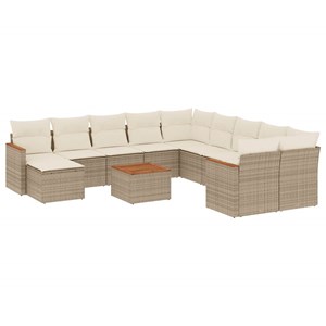 Maison exclusive - salon de jardin avec coussins 12 pcs beige résine tressée
