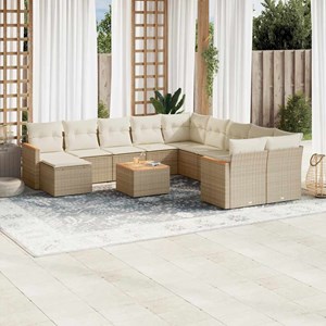 Maison exclusive - salon de jardin avec coussins 12 pcs beige résine tressée