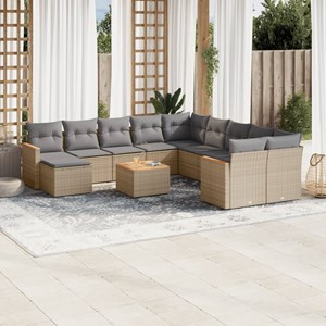 Maison exclusive - salon de jardin et coussins 12 pcs mélange beige résine tress