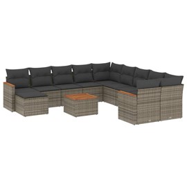 Maison exclusive - salon de jardin avec coussins 12 pcs gris résine tressée