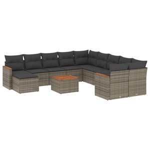 Maison exclusive - salon de jardin avec coussins 12 pcs gris résine tressée