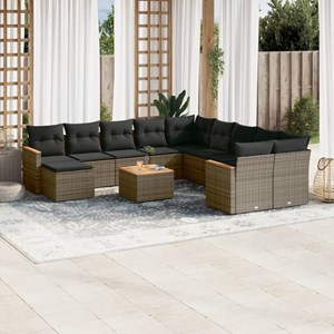 Maison exclusive - salon de jardin avec coussins 12 pcs gris résine tressée