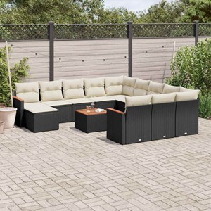 Maison exclusive - salon de jardin avec coussins 13 pcs noir résine tressée