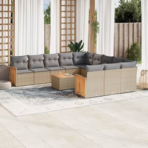 Maison exclusive - salon de jardin et coussins 13 pcs mélange beige résine tress