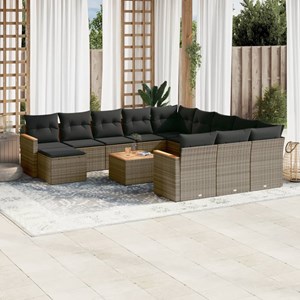Maison exclusive - salon de jardin avec coussins 13 pcs gris résine tressée
