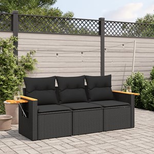Maison exclusive - salon de jardin 3 pcs avec coussins noir résine tressée
