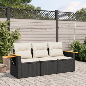 Maison exclusive - salon de jardin 3 pcs avec coussins noir résine tressée